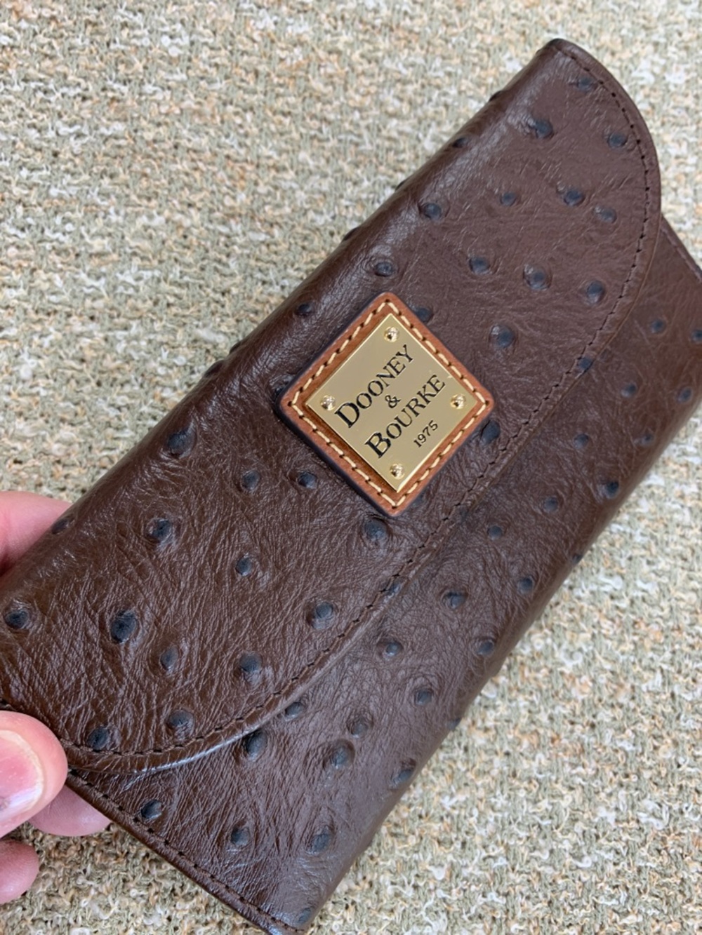 Dooney & Bourke Brown Ostrich-Embossed Leather Wallet